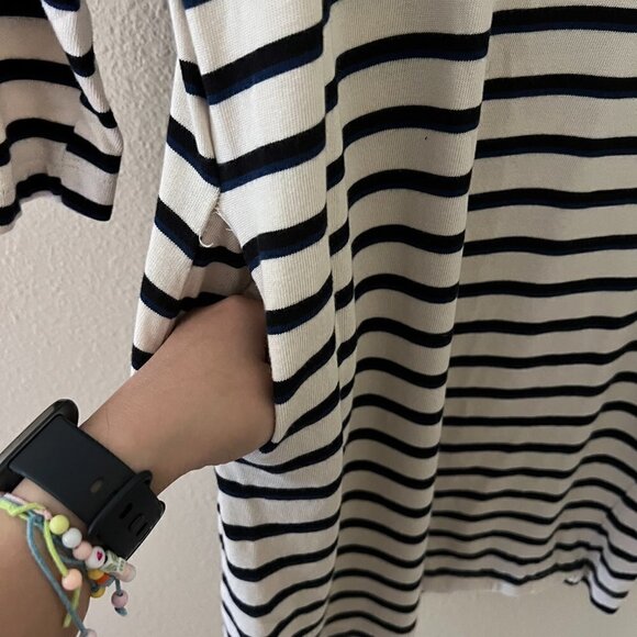 Marine Layer Gigi Supima Cotton Dress In White Navy Black Stripe S​​​​​​​​​​​​​​ - Picture 7 of 9